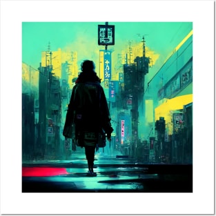 Lo-fi Saunter - Cyberpunk Cityscape Skyline Posters and Art